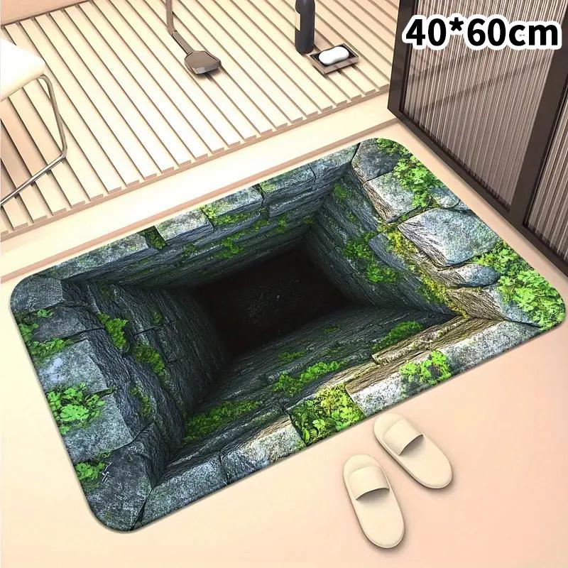 3D Visuelle Polyester Stoff Fußmatte für Haushalt Badezimmertür, Saugfähige und Rutschfeste Fußmatte, Pflegeleicht