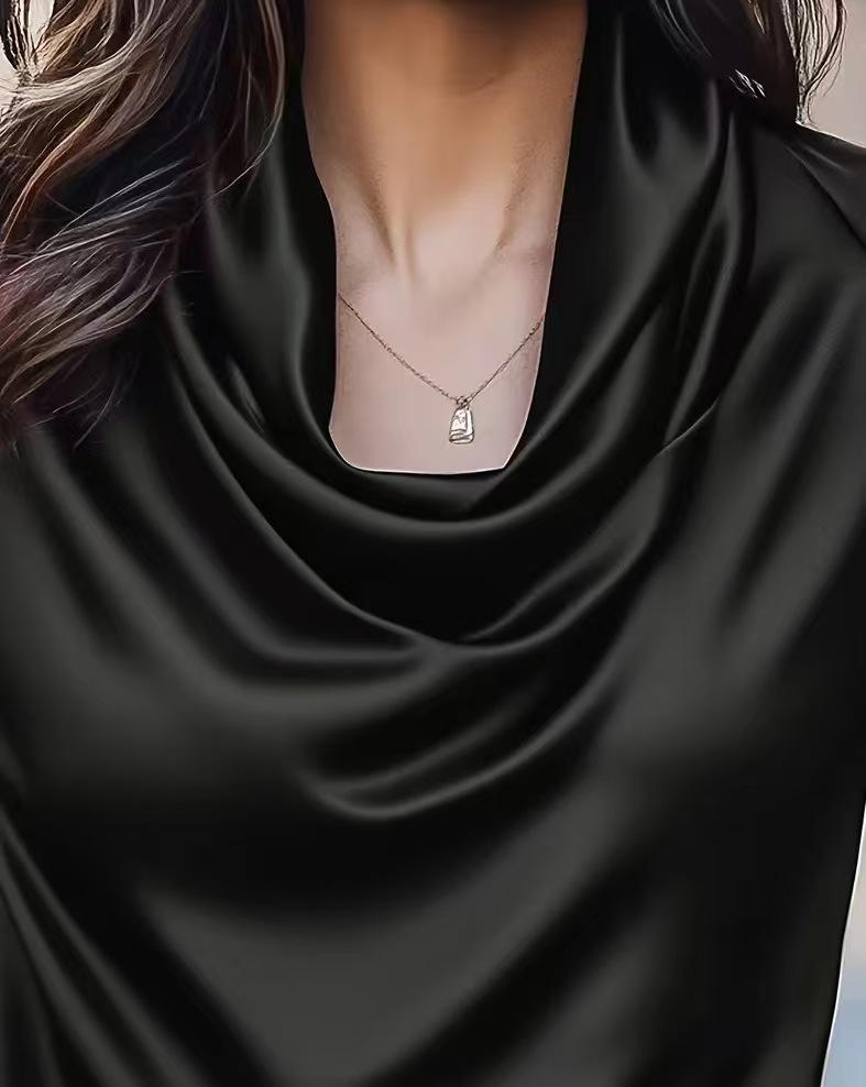 Damen Casual Draping Schwingkragen Kurzarm Top