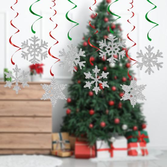 8 Pcs Christmas Snowflake Hanging Swirl Decorations Winter Party Glitter Snowflake Ceiling Streamers for Christmas Birthday Baby Shower New