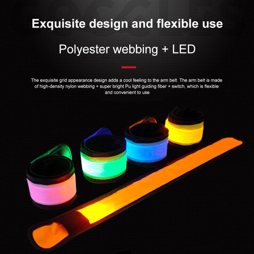Polyester LED Armband Snap Slap Design Reflective Band Light Up Ankle Band Night Sport