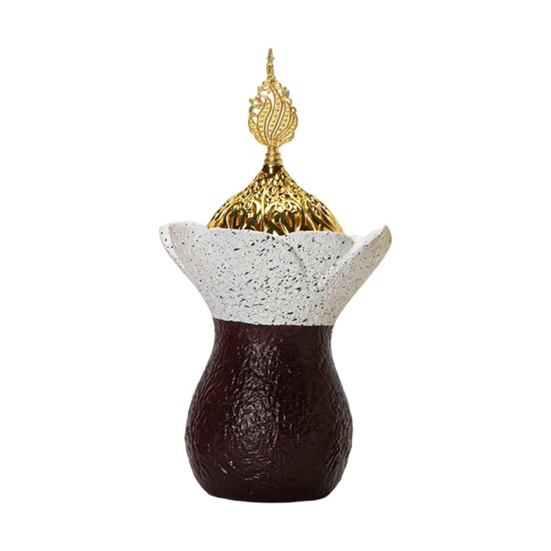 Carved Resin Bakhoors Icense Burners with Cover Middle Eastern Arabic Fragrances Diffuser for Islamic Festival Decoration