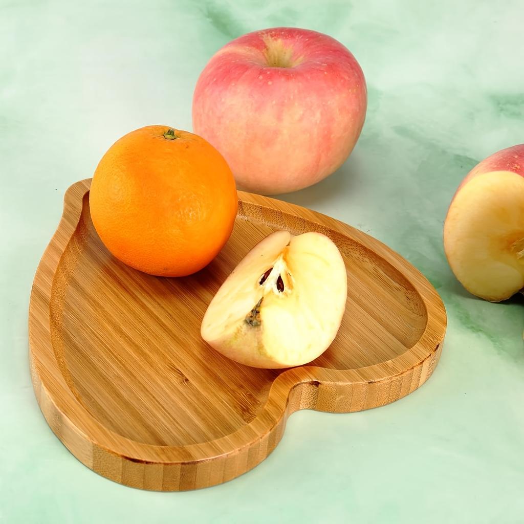 Heart Shaped Bamboo Snack Tray 1pc Wooden Fruit Plate Sushi Platter for Party Nut Plate Refreshment