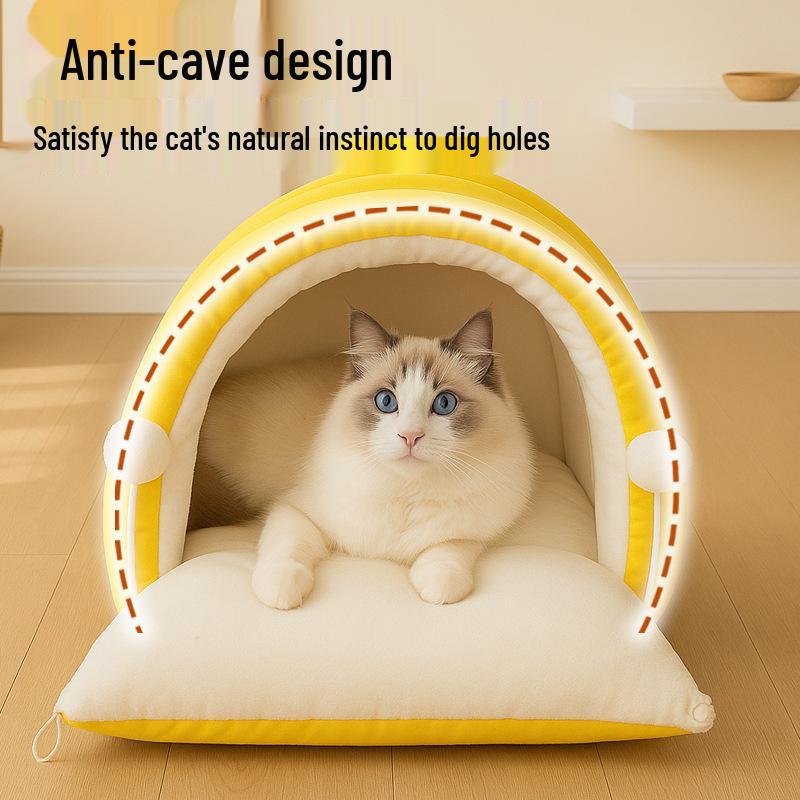 Cute Caterpillar Cat Bed Warm Sofa for Small Pets - Ideal for Autumn/Winter