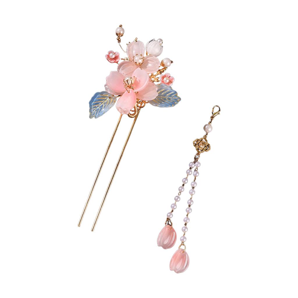 Ancient Flower Hairpin Chinese Style Flower Tassel Hair Stick Light Luxury Jewelry Hair Accessories Girls Trendy Headwears