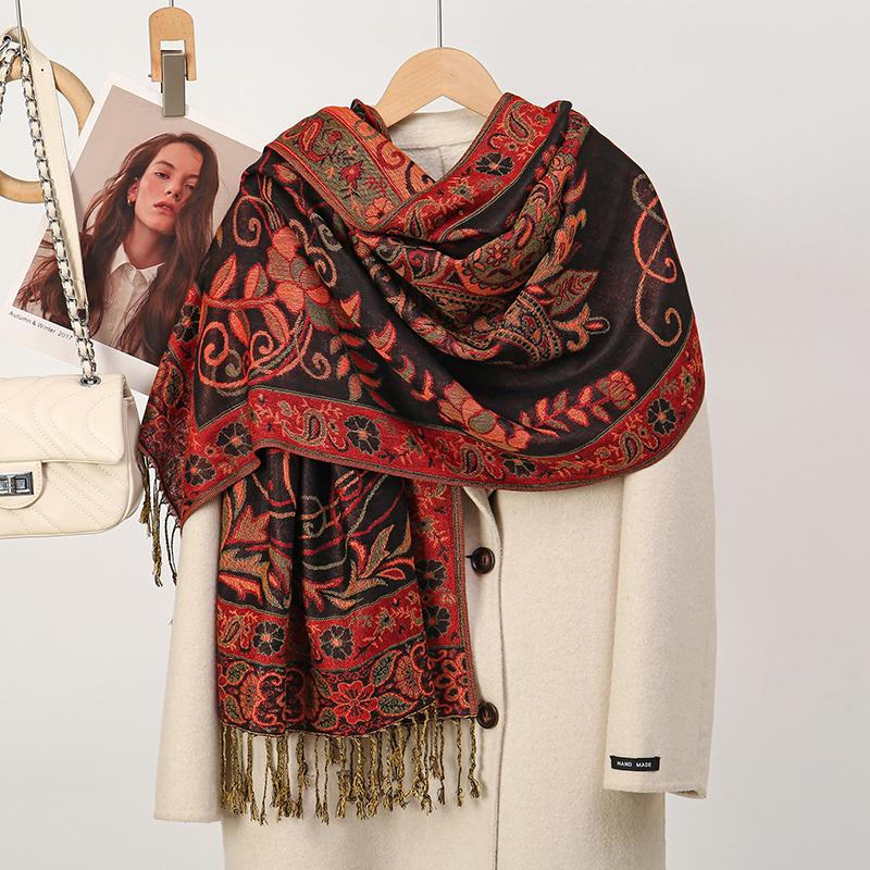 Luxury Brand Autumn Cashmere Pashmina Shawl for Women Wrap Femme Thick Stoles Scarves Cashmere Feeling Pashmina Shawls Scarf
