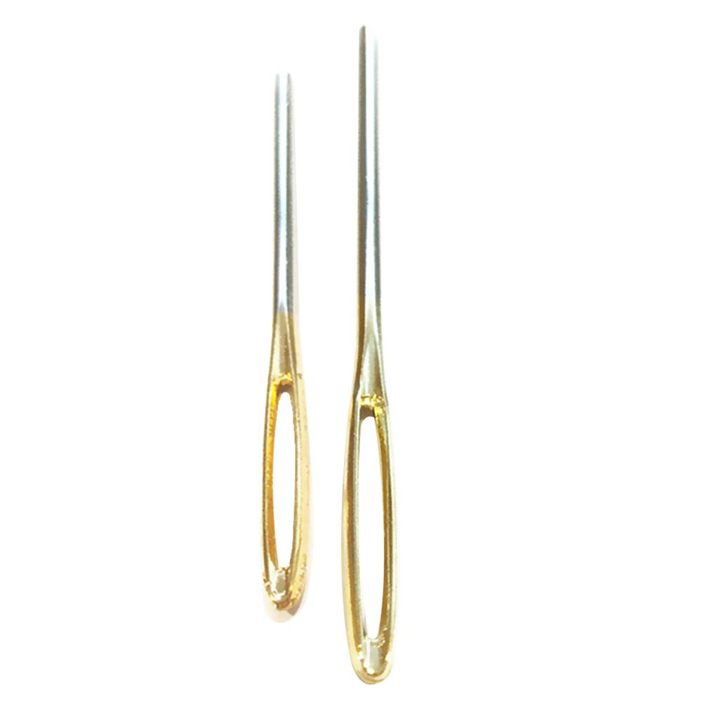 2 Pieces Aluminum Darning , Sewing with Large Eye And Curved Tip, Knitting 2x Big