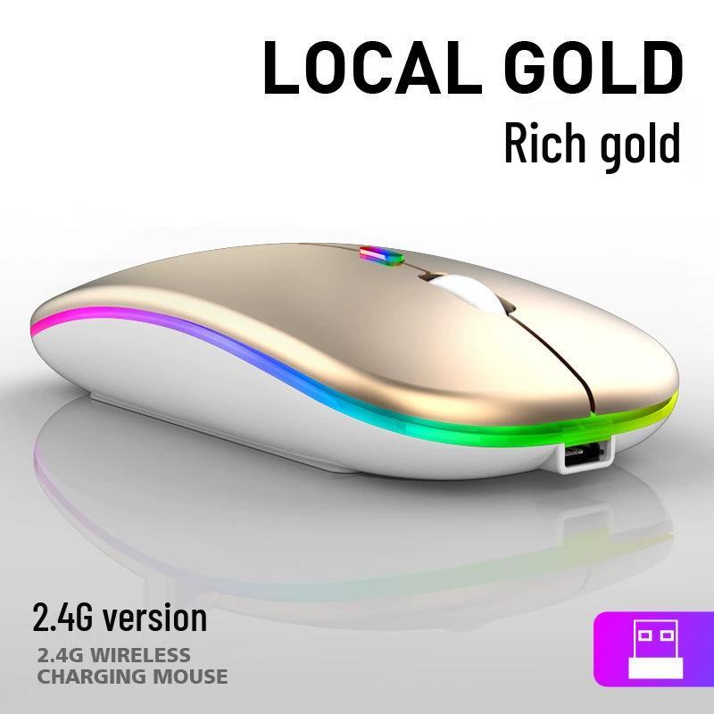 Dual-Mode Ultra-Thin Rechargeable Bluetooth Silent Mouse with Luminous Feature for Office and Tablet Use
