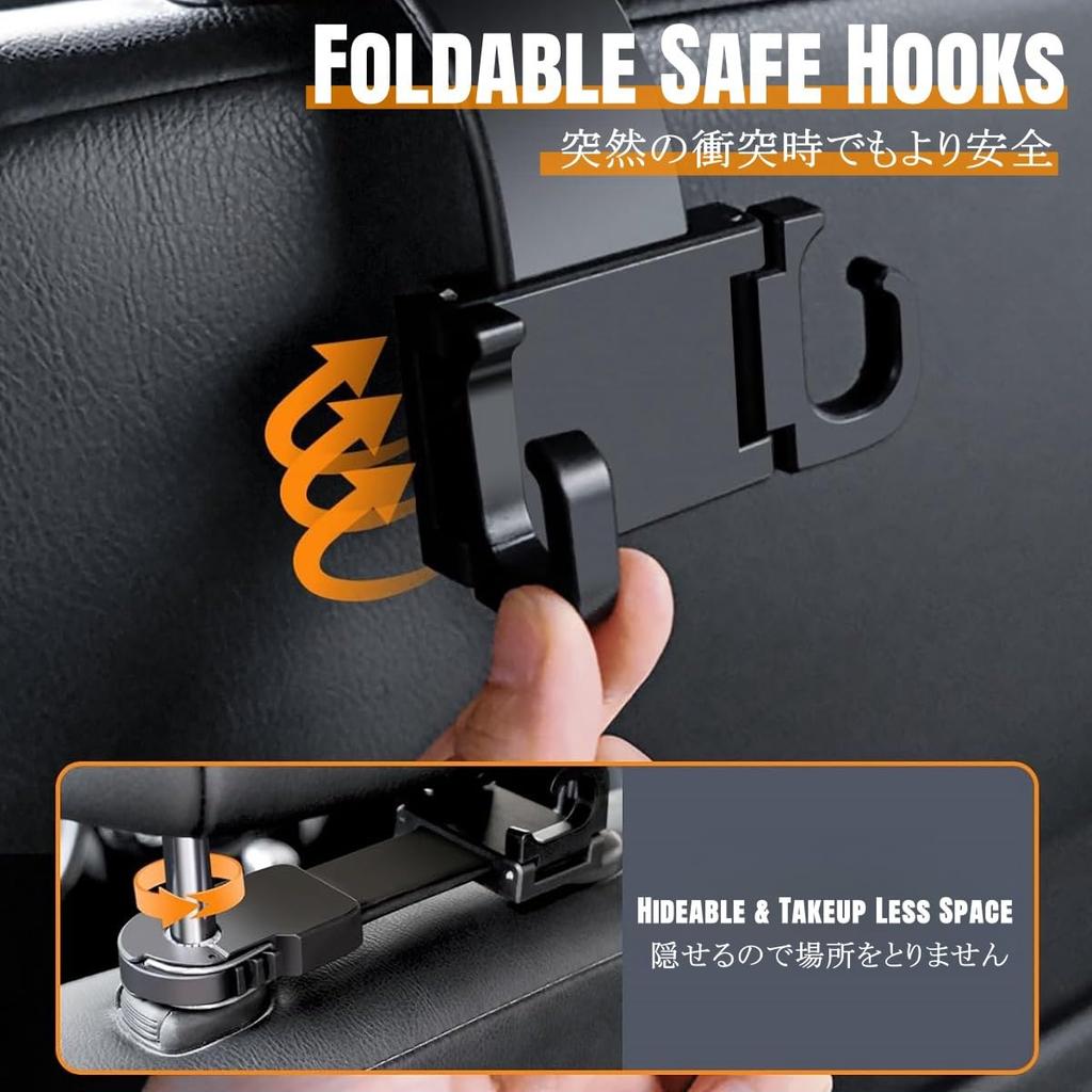 ZUKIDA Adjustable Car Seat Headrest Foldable Storage Headrest Car Seat Holder Organizer for and Water Bottle Hooks in the Car Seat Accessories Hooks,