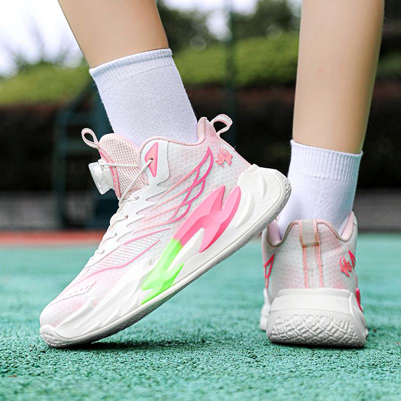 2026 New Children Basketball Shoes Breathable Girls Basketball Sneakers Quick Lacing Boys Sport Shoes Fashion Outdoor Sneakers