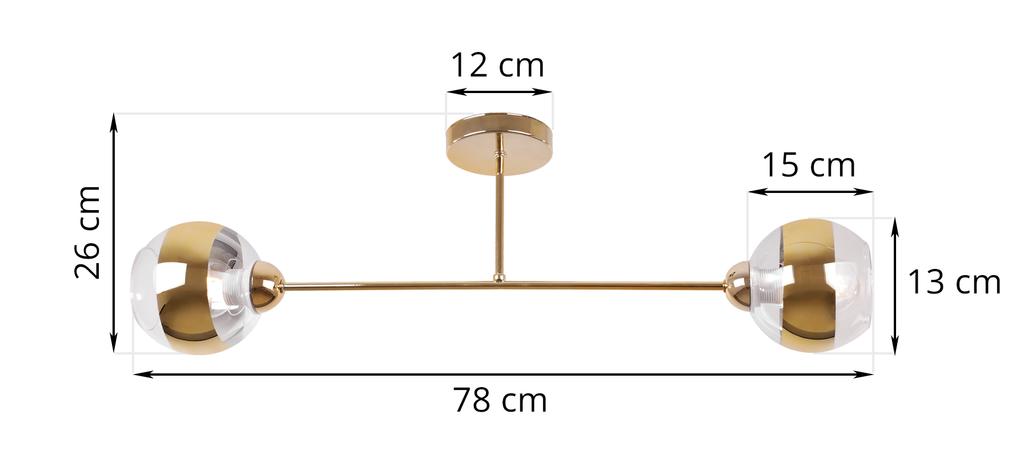 Asturia Gold Ceiling Lamp 2-Flat Golden Lamp E27