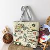 Canvas-Tasche Große Kapazität Canvas-Tasche Damen Doppellagig mit tragbar Einfache Webstickerei Schulter Reißverschluss Einkaufstasche Ethnischer Stil