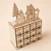 Wooden Storage Box with Drawers Cut Trinket Decorative Advent Calendar for