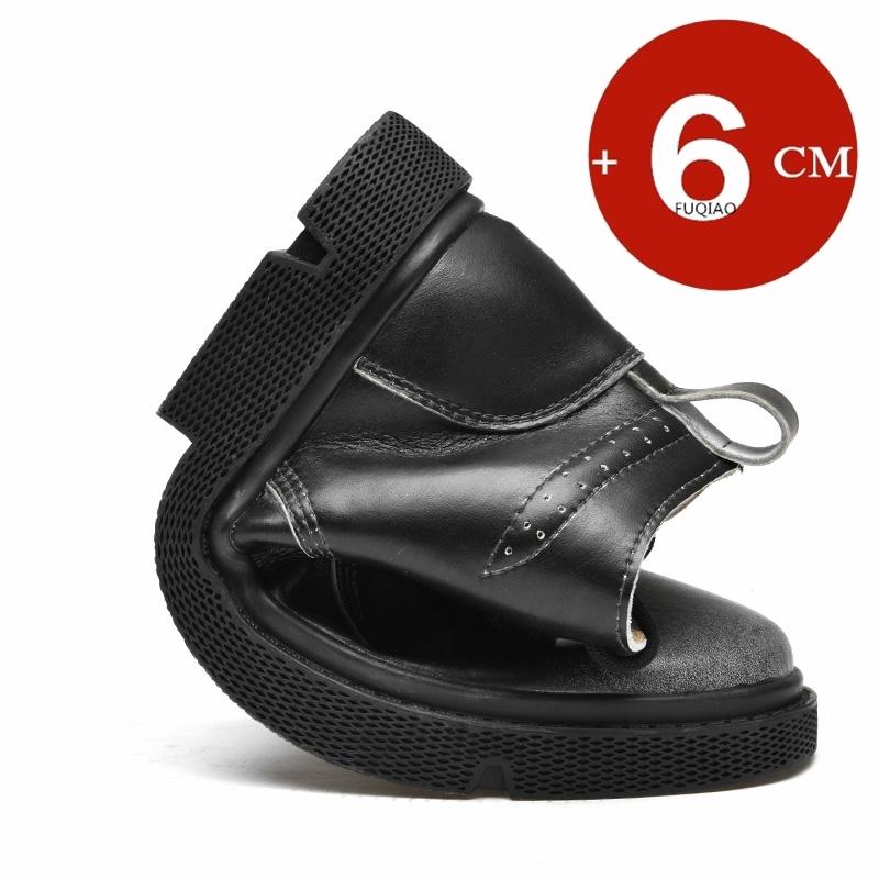 Spring/Winter Cowhide Man Elevator Boots Hidden Heel Warm Heightening Shoes For Men Increase Insole 6CM Casual Lift Leather Shoe
