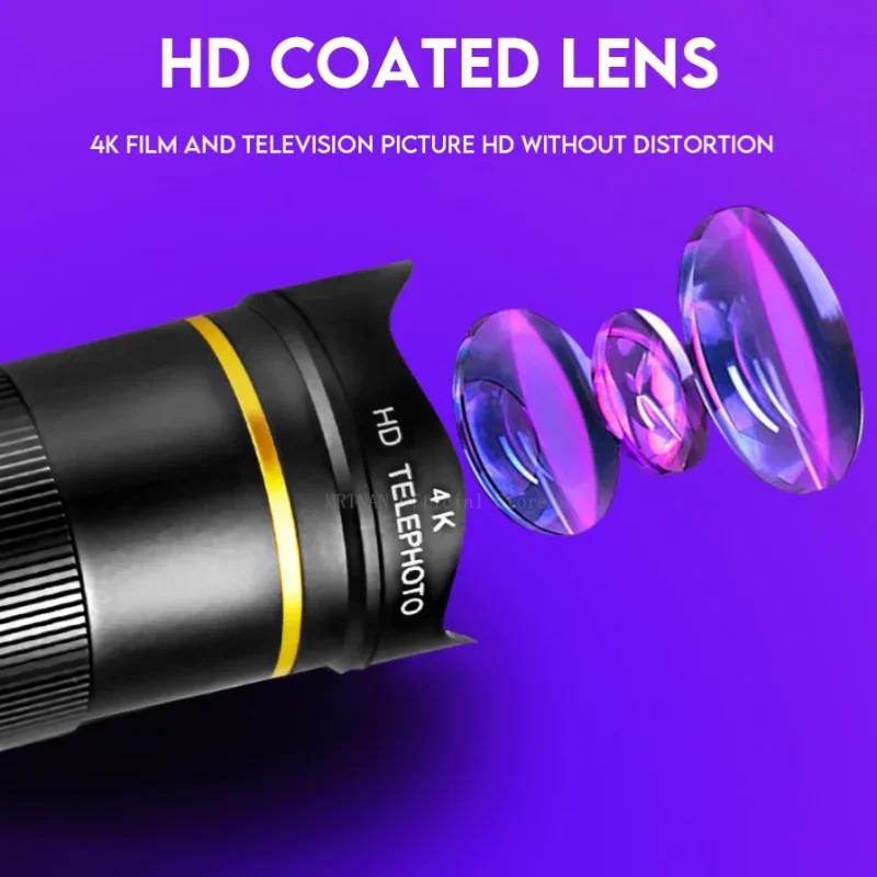 Profesyonel HD Telefoto Zoom Telefon Lensi 32X Güçlü Monoküler Teleskop Kamp Turizm için Mobil Telefoto Lensi
