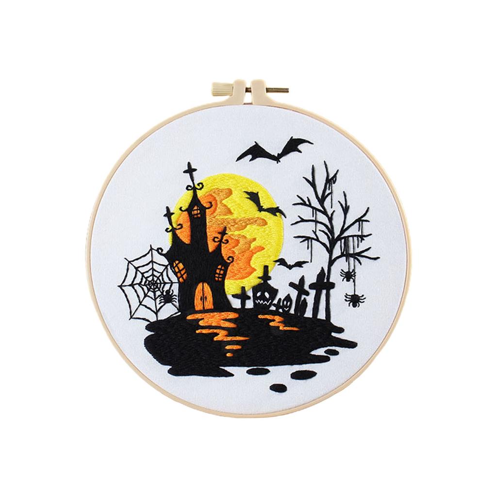 Embroidery Stitches Practice Embroidery Kits for Beginner & Halloween Pattern, Embroidery Starter Kits with Instruction