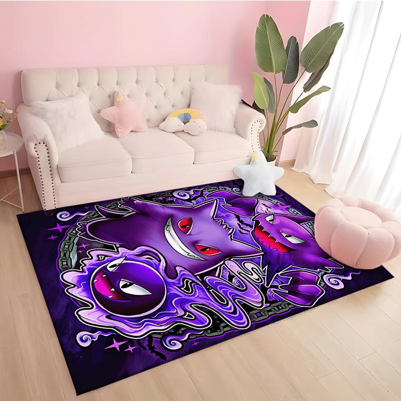 1PC Japanese Anime Pokemen Gengar Area Rug,Carpet for Home Living Room Bedroom Sofa Doormat Kitchen Decor,Non-slip Floor Mat