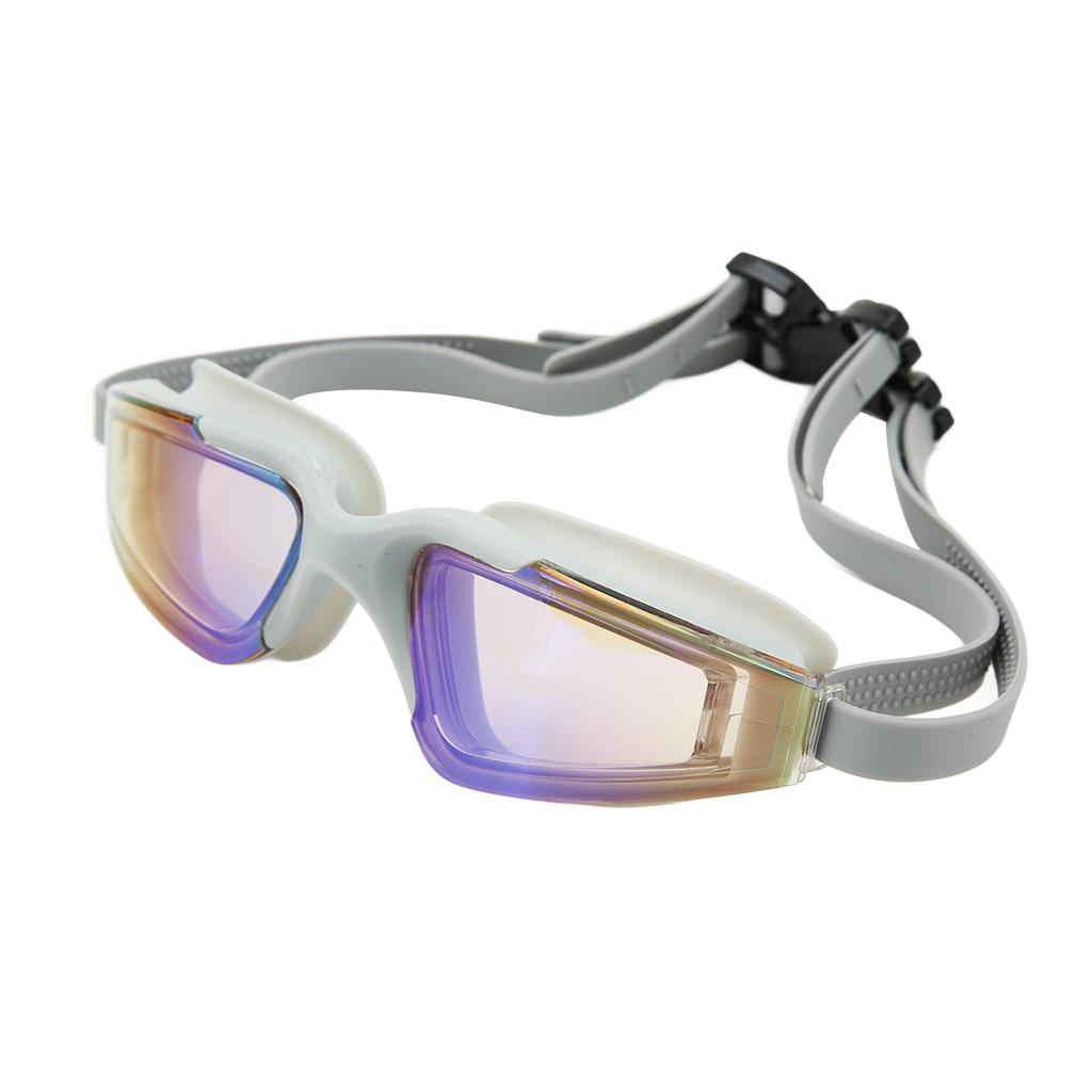 Swimming Goggles Fogproof HD Waterproof Silicone Wide View Swim Glasses for Adults Children Grey