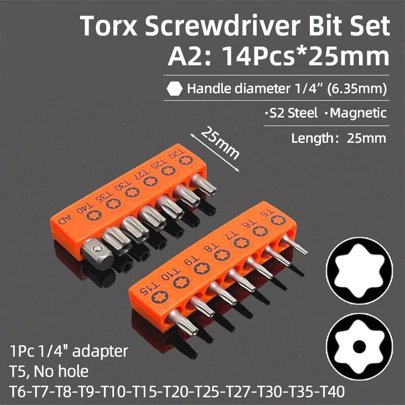 50/75/100/150mm Security Tamper Proof Magnetic Screwdriver Set Drill Bit Screw Driver Bits Hex Torx Flat Head 1/4" Hand Tools
