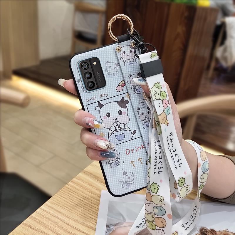 Wristband Dirt-resistant Phone Case For Nokia G100 Wrist Strap Anti-knock Durable Back Cover Anti-dust Silicone Cartoon