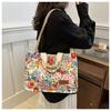 Canvas Tote Bag for Women, Korean Style Spacious Shoulder Handbag, Minimalist Commute Crossbody Purse