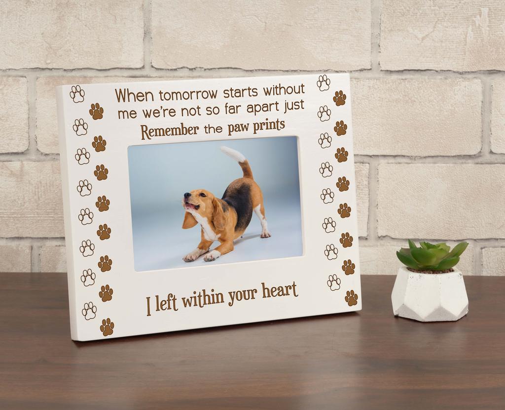 Urocza pamiątka wykonana z miłości grawerowana ramka na zdjęcia na stół drewniana Zostawiłem w twoim sercu cytaty biała ramka na zdjęcia