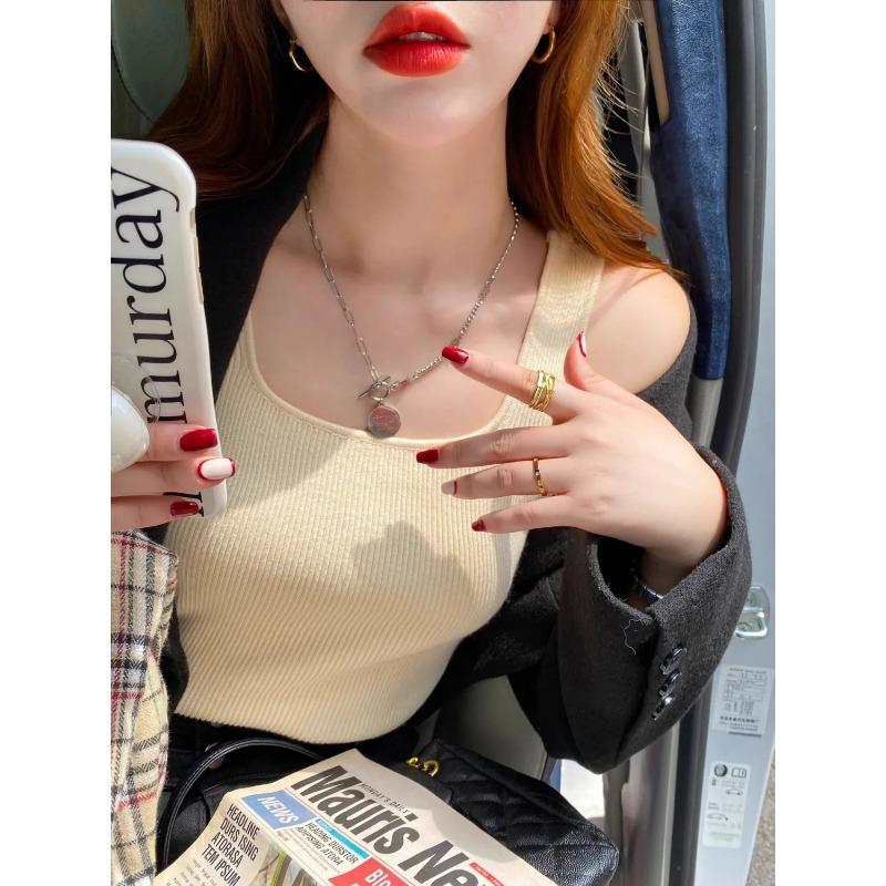 Women Summer Casual Ribbed Tank Top Square Neck Slim Sleeveless Top