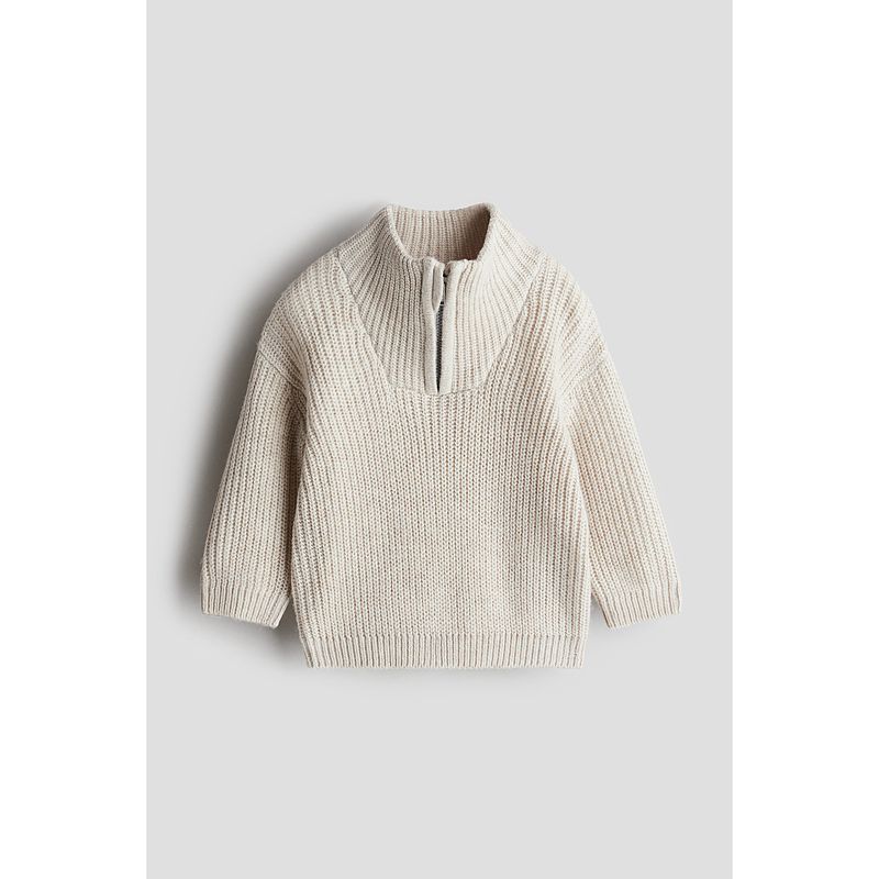 

HM Children s Clothing Baby Boy Sweater Autumn Rib Upper with Zipper Pullover Knitwear 1238072
