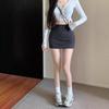 Spring/Summer 2023 Women's Black High-Waisted Slimming A-Line Mini Skirt