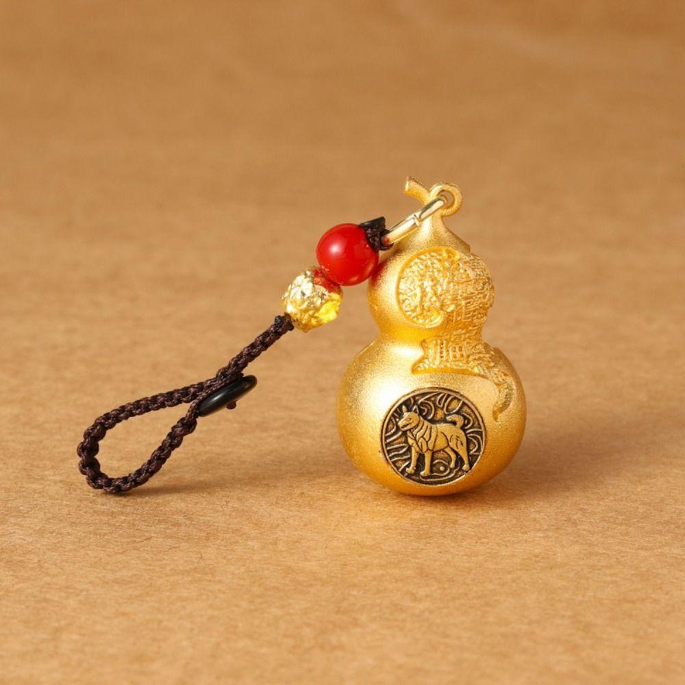 Hanging Gourd Rotating Keychain Chinese Style Car Keychain Creative Zodiac Keychain  Decoration