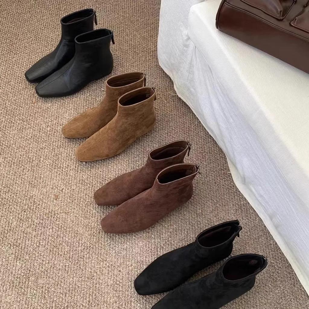 Vintage Suede Woman Stretch Slim Short Boot Casual Low Heel Shoes Autumn Ladies Party Mordern Ankle Shoes  New