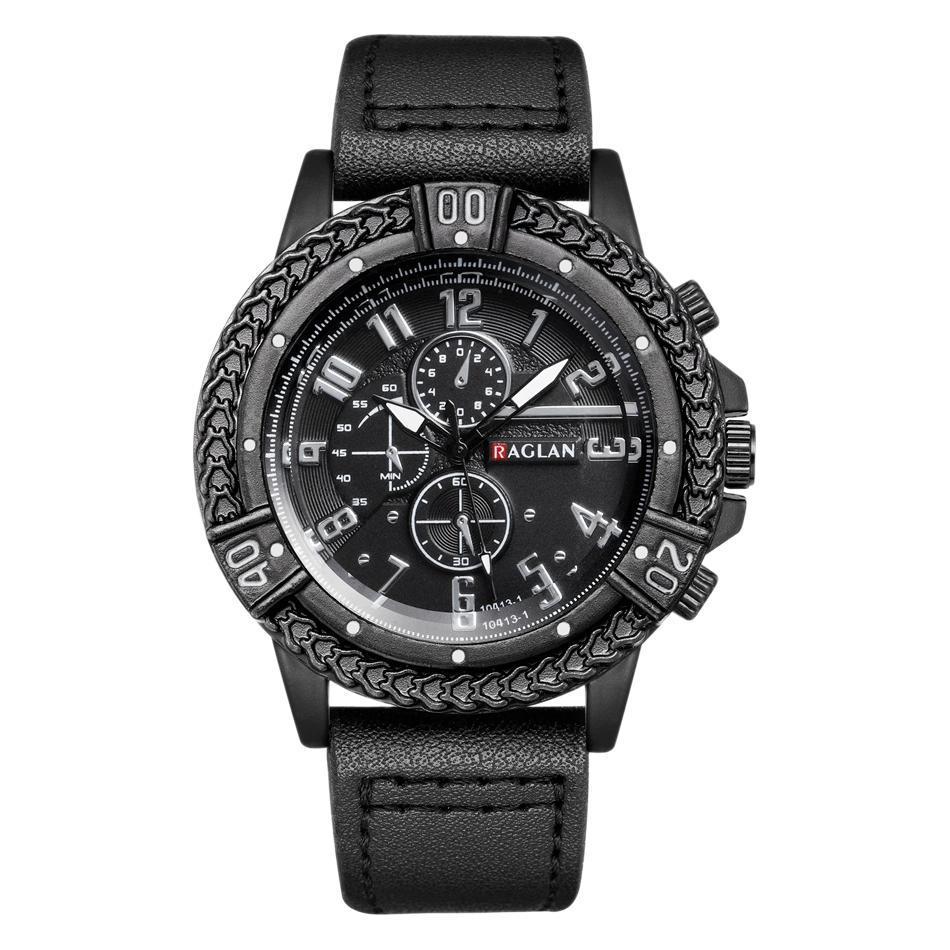 New Casual Men's Quartz Watch – Retro Sports Design with Silicone Strap, Black and Blue