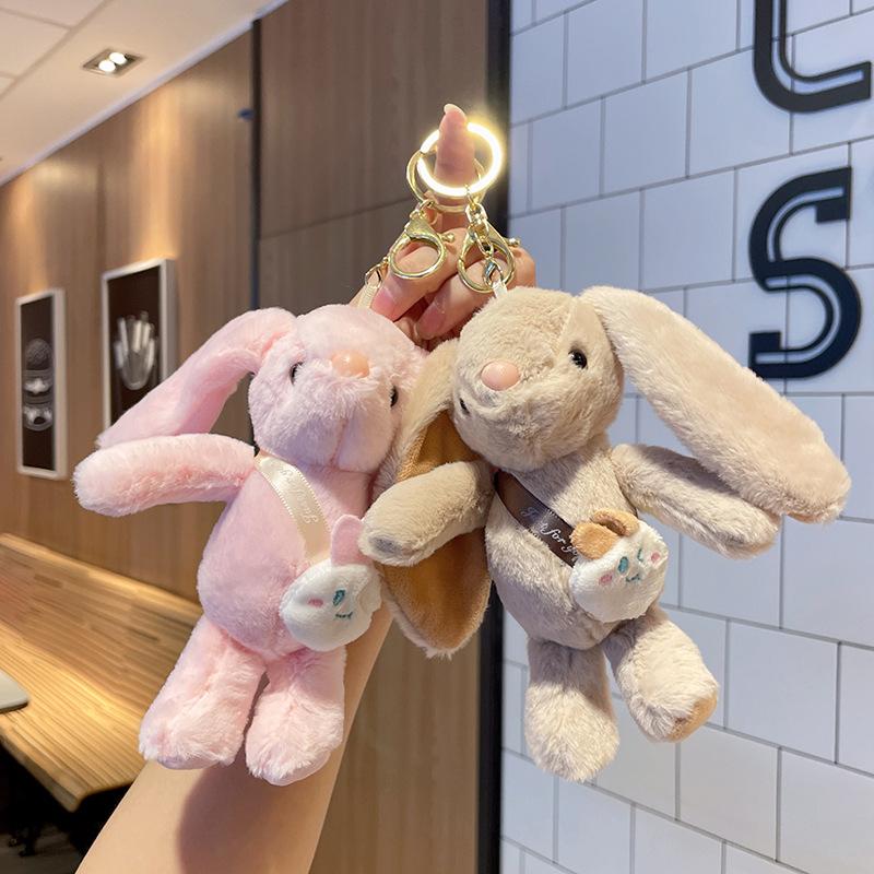 15cm Rabbit Keychain Pendant Doll Plush Toy  Mini Couple Backpack Pendant Doll Keychain