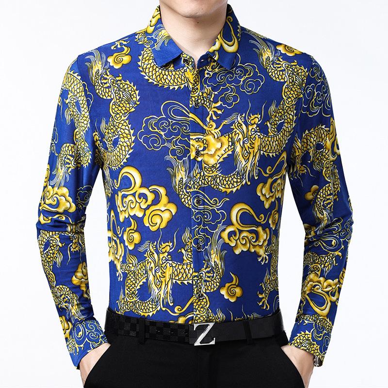 Men s Printed Shirt Long Sleeve Men s Shirt Breathable Men s Long Sleeve M
