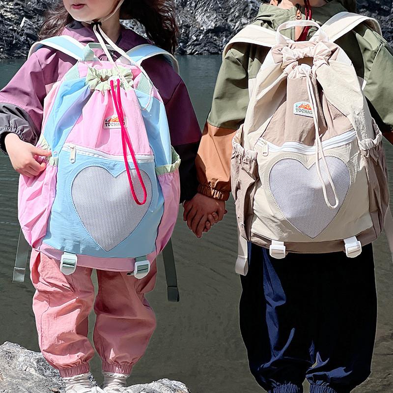 Kids Contrast Colorful Color Backpack Padded Straps Lightweight Bags Travel