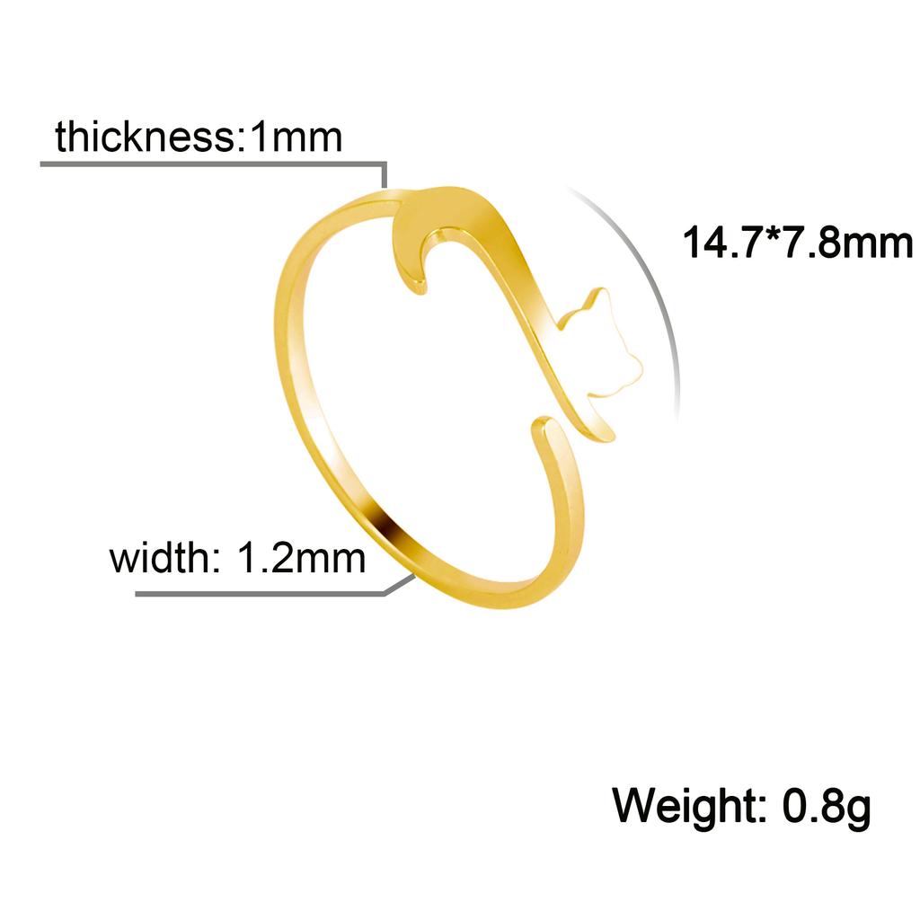 Lucktune Stainless Steel Adjustable Ring Minimalist Cat Paw Snake Cute Animal Ring for Women Fashion Kpop Jewelry Gift Wholesale