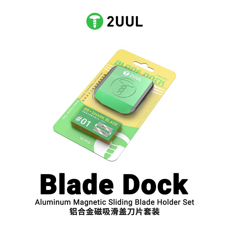 

2UUL BL05 Aluminum Magnetic Sliding Blade Holder for Screen Removal Bracket Edge Adhesive OCA Polarized Shovel Blade Repair Tool