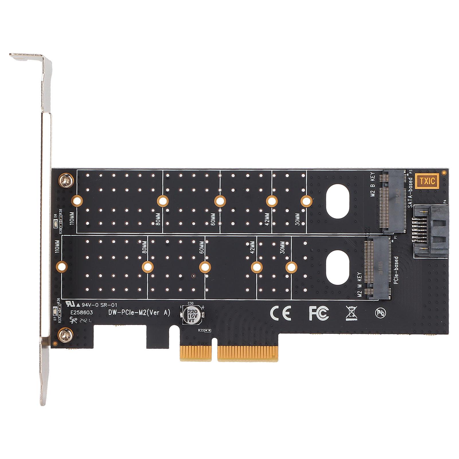 

M.2 To Pcie Adapter PCB Porous Dual M.2 PCIE Adapter Expansion Card for SATA PCIE NVMe SSD