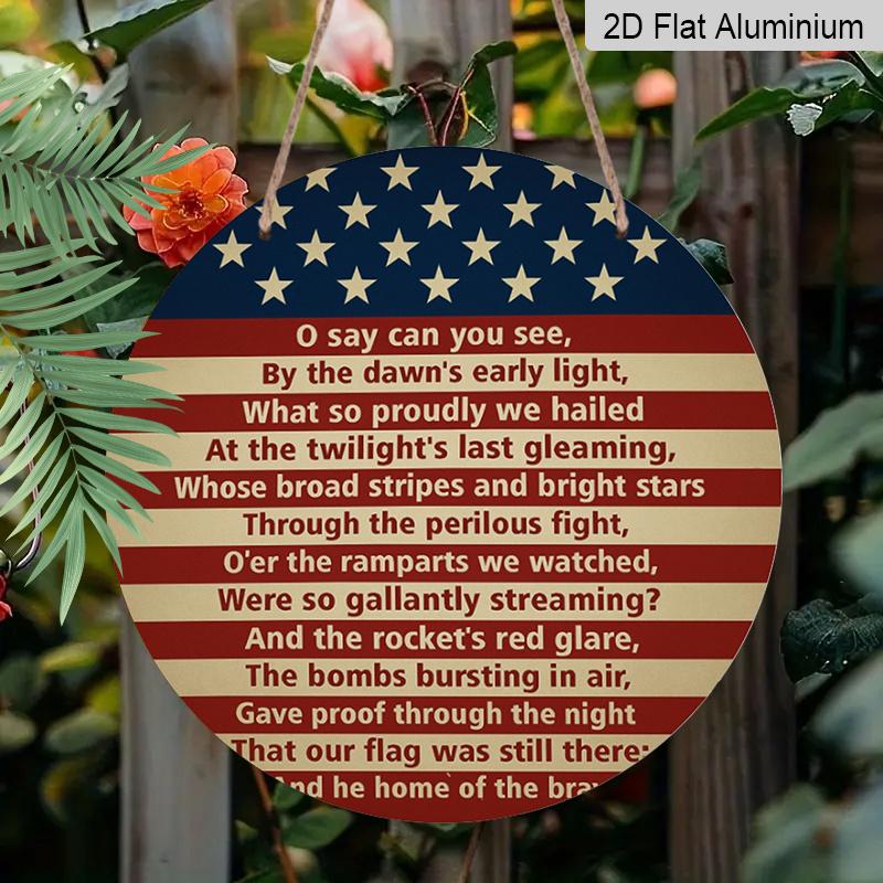 2D Flat 1pc, 8x8 in, Stars and Stripes Themed Metal Signage, Front Door Accent| Decorative Tree Artwork| Textured Metal Surface, Perfect for Room