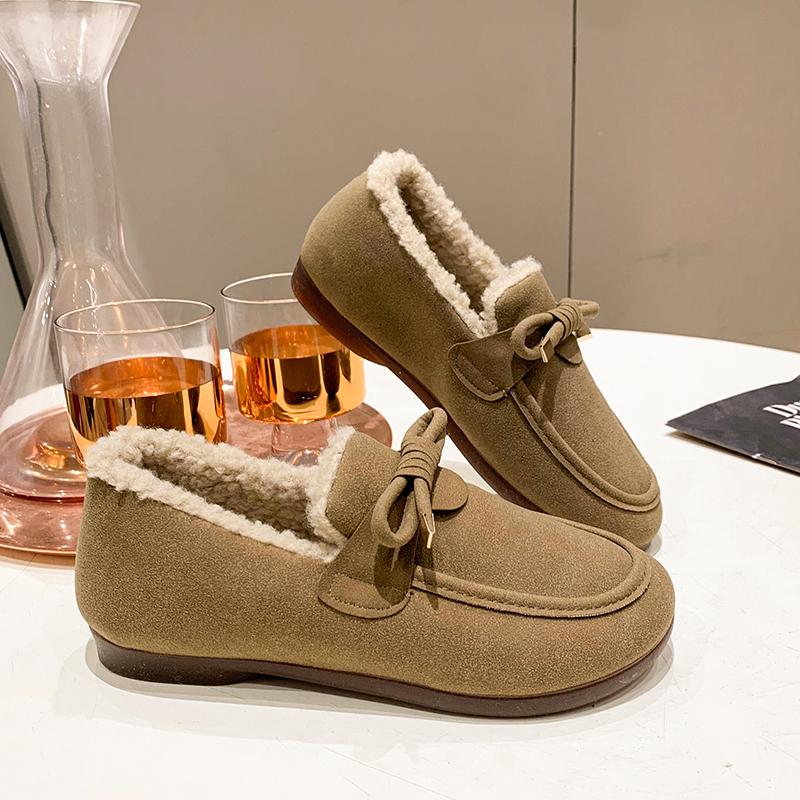 Fashion Winter Warm Shoes Fashion Low Top Flat Cotton Shoes Women Flats Casual Buckle Suede Comfort Platform Shoes
