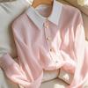 New Pink Shirt High-end Versatile Breathable Slim Stylish Long-sleeved Shirt for Women