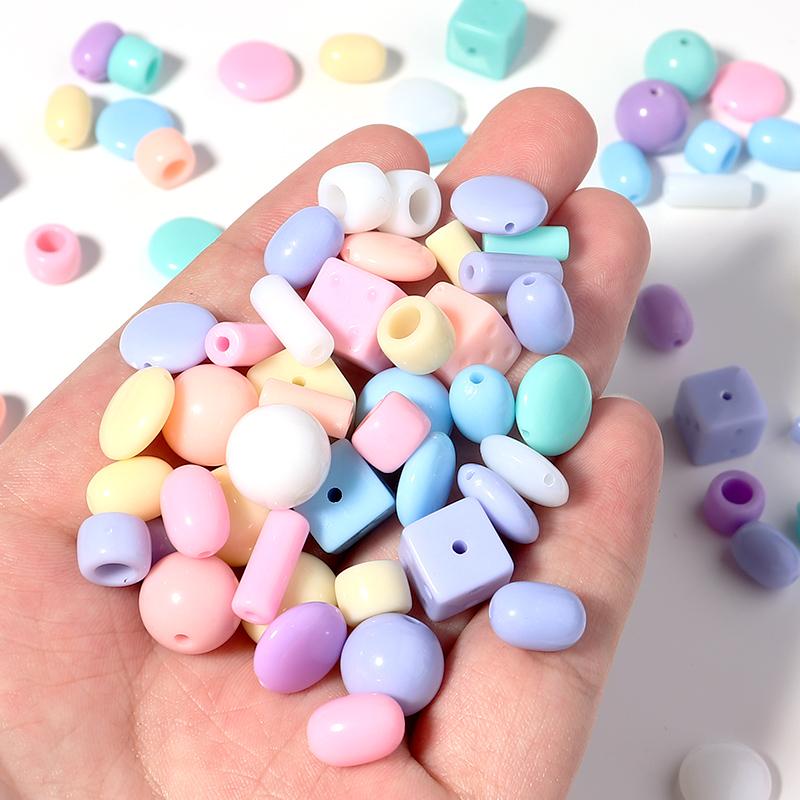 Colored Acrylic Loose Beads Various Shapes Round Square Mixed Spacer Bead Handmade Charm Jewelry Bracelets Necklace Supplies