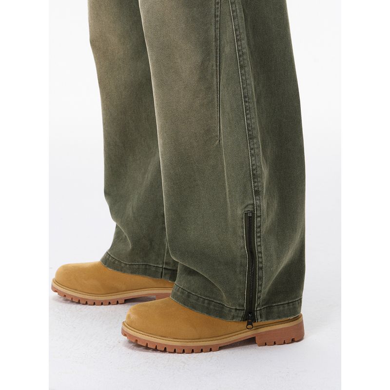 American Street Style Vintage Washed Wide-Leg Cargo Pants for Men and Women, 2025 Autumn Trendy Brand Loose Distressed Pleated Casual Pants