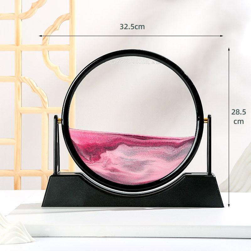 Klepsydra 3D Ruchomy piasek Sztuka Górski przepływ Piasek Obraz Okrągły Szkło Dynamiczny Wyświetlacz Piasek Ruchomy dla Relaksujących Ozdób Biurkowych
