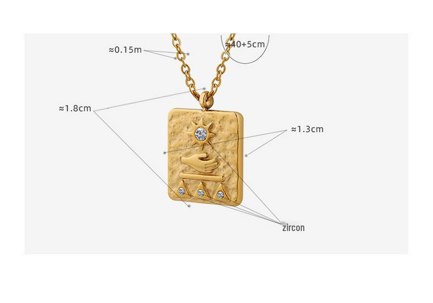 European-Style Personalized Zircon Pendant Necklace In 18K Gold-Plated Titanium Steel Clavicle Chain
