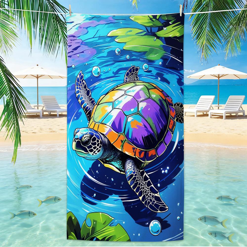 Beach Turtle Animal Printed Beach Towel, Quick Drying Absorbent Beach Towel, Outdoor Sports Swimming Beach Towel  Hair Towel