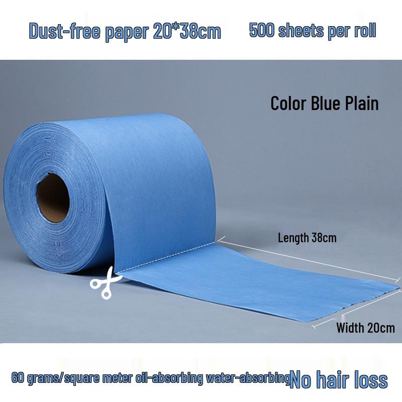 Industrial Dust-Free Oil-Absorbent Wiping Paper - Large Roll, Blue & White Non-Woven Fabric