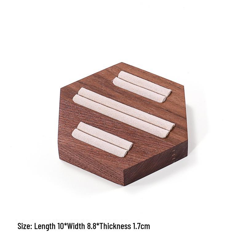 Walnut Wood Microfiber Jewelry Display Set for Necklace, Ring, Earrings, and Bracelet.
