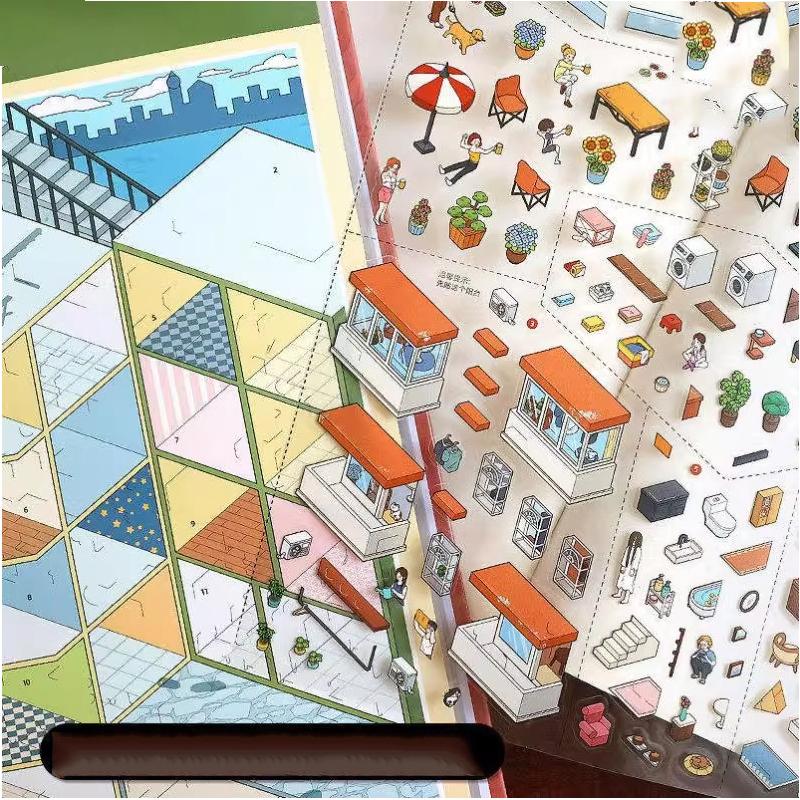 Herr. Papier Miniatur Szenen Sammlungsbuch 9.0 3D Puppenhaus Aufkleber DIY Kreativ Entspannend Gehirnjogging Basteln für Journal