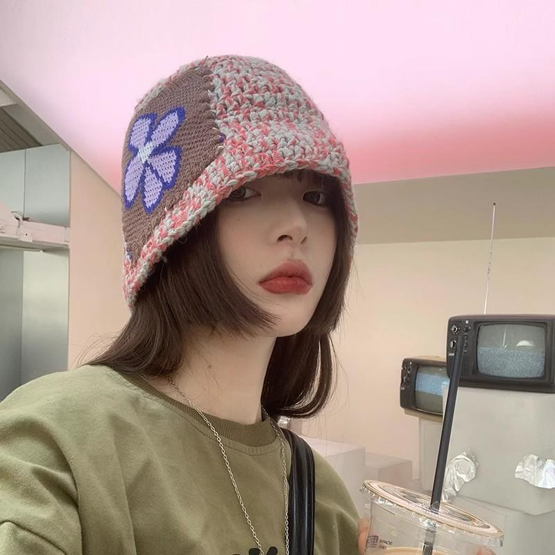 Hat Versatile Style Retro Sweet Womens Warm Knitted Fishermans Hatscaps