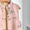 Spring and Autumn retro style buckle outer wear vest pink vest year embroidery improved women